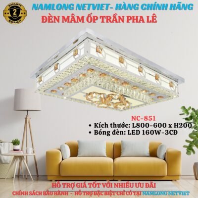 Đèn mâm ốp trần pha lê NC851 LED 160W