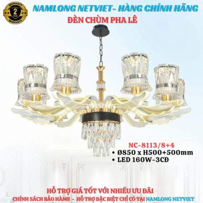 Đèn chùm pha lê NC8113/8+4 cao cấp