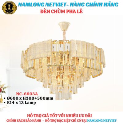 Đèn chùm pha lê NC6603A cao cấp 13 bóng E14