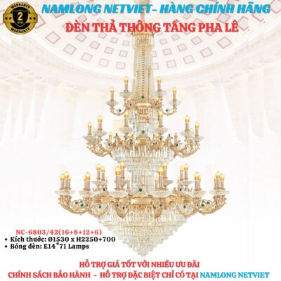 Đèn chùm pha lê thông tầng NC6803/42 42 bóng E14