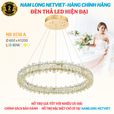 Đèn thả hiện đại NB8518A pha lê K9 LED 80W
