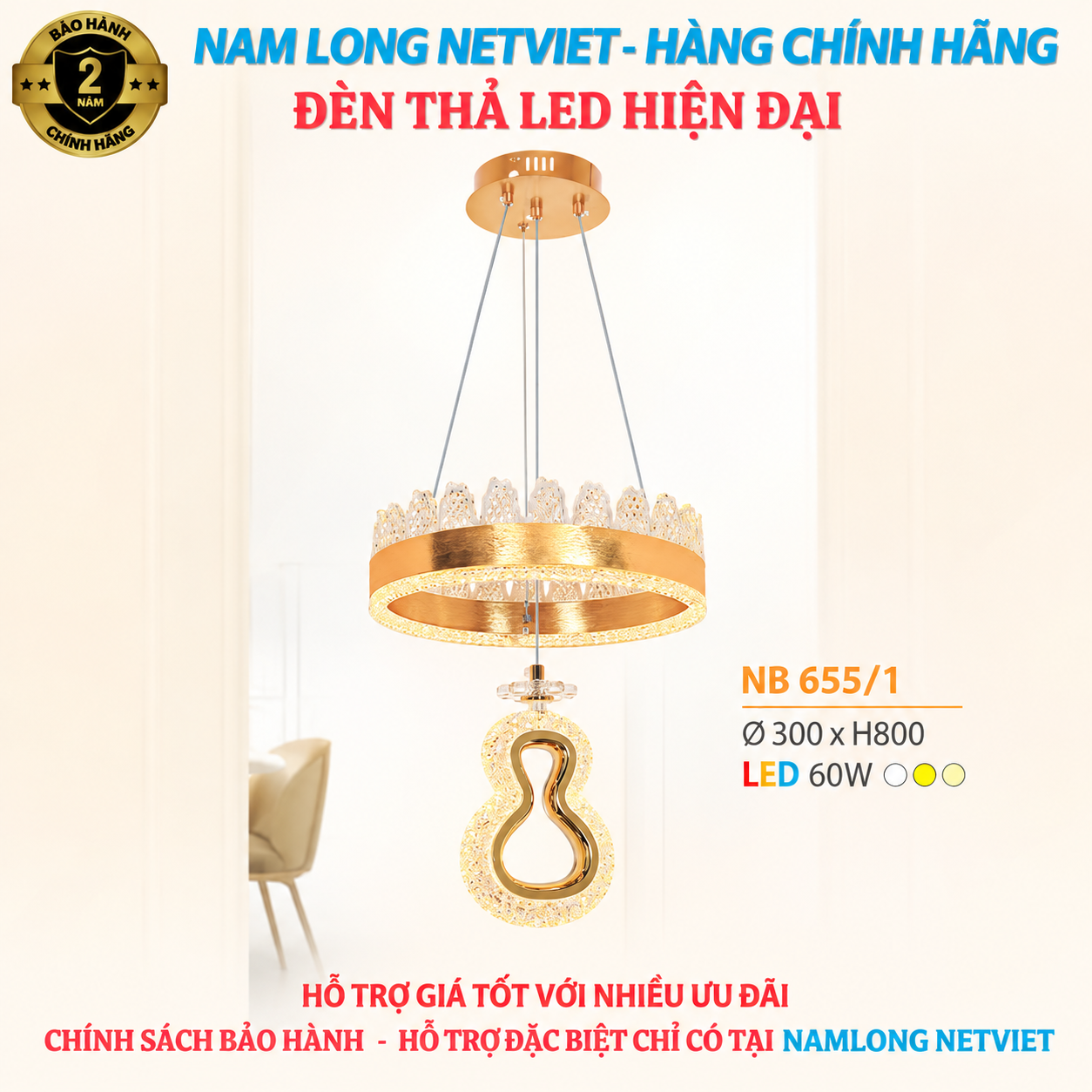 NB655/1 Đèn thả LED NB655/1 60W 3 chế độ