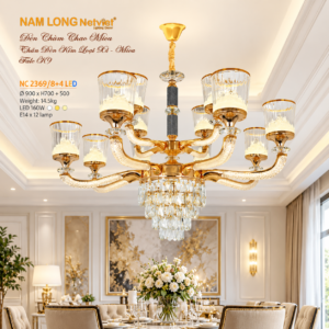 Đèn chùm pha lê NC2369/8+4 LED cao cấp