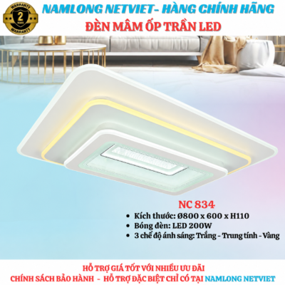 Đèn mâm ốp trần hiện đại NC834 LED 200W
