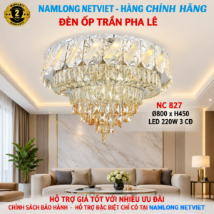 Đèn mâm ốp trần pha lê NC827 LED 220W
