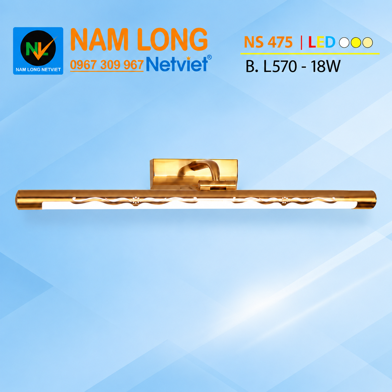 NS475 Đèn soi gương NS475 LED 18W dài 570mm 3 màu