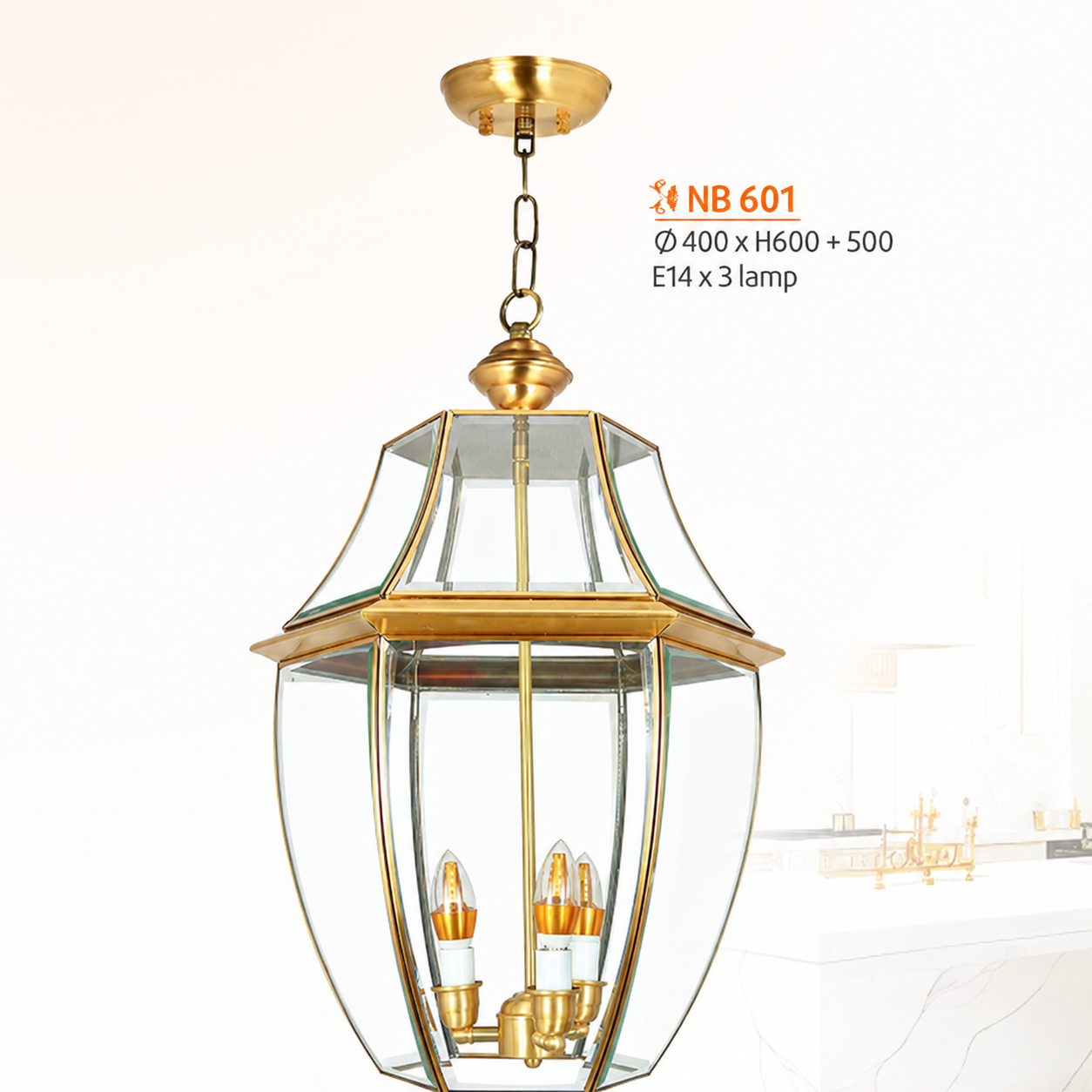 NB601 Đèn thả đồng NB601 3 bóng E14