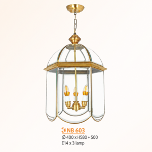 Đèn thả đồng kính NB603 3 bóng E14 Ø400mm