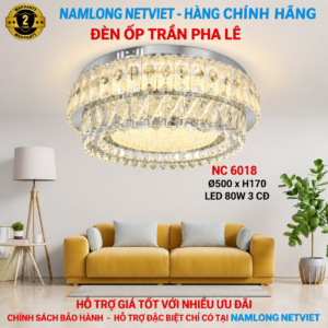 Đèn mâm ốp trần pha lê NC6018 LED 80W