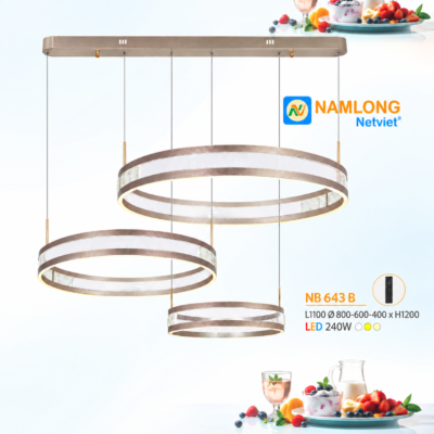 Đèn thả pha lê NB643B LED 240W 3 chế độ màu