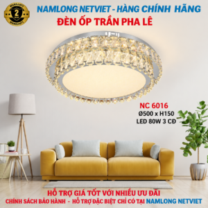 Đèn mâm ốp trần pha lê NC6016 LED 80W