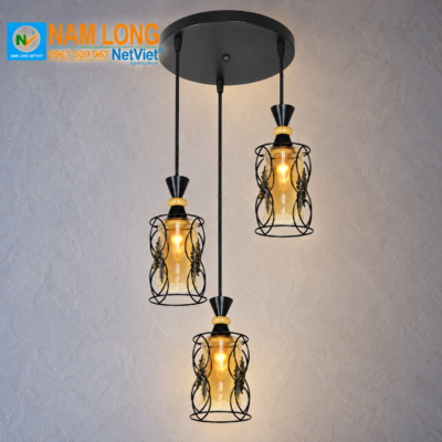 Đèn thả cafe NB166/3 3 bóng chao thủy tinh