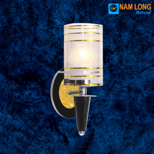 Đèn vách tường NV528/1B chao thủy tinh họa tiết viền vàng