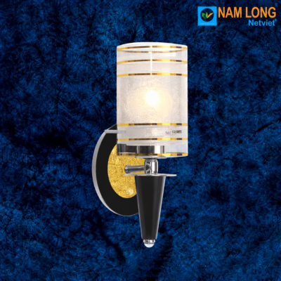 Đèn vách tường NV528/1B chao thủy tinh họa tiết viền vàng
