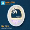 Đèn vách tường tranh màu LED 24W NV089 hình oval họa tiết cây dừa bãi biển trang trí phòng ngủ cầu thang