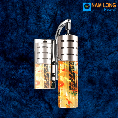 Đèn vách tường NV037 LED 3W thân bạc chao hình trụ họa tiết hoa trang trí nội thất NamLong NetViet